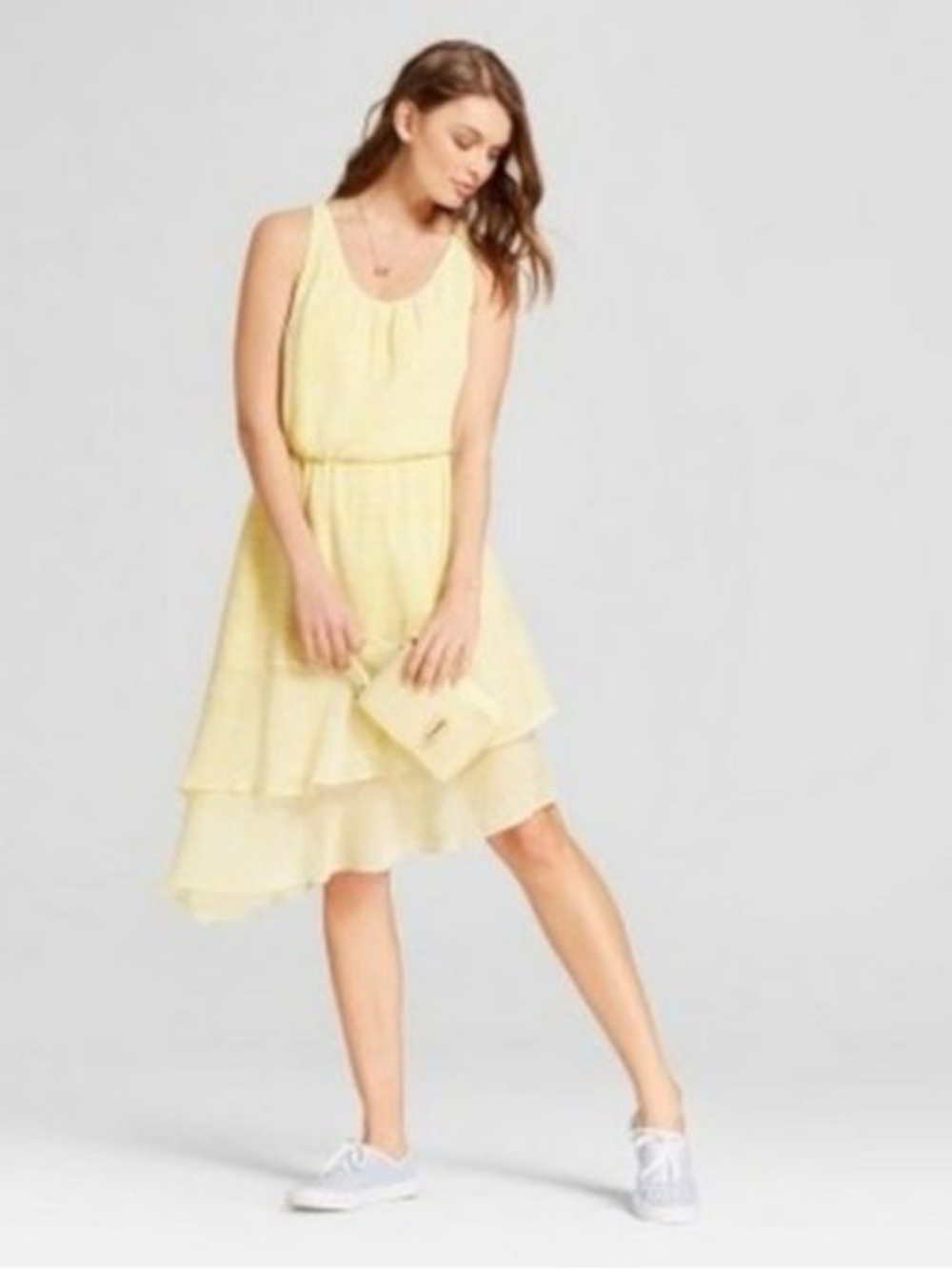 a new day Soft Yellow Plaid Midi Dress